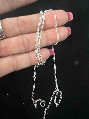 925 STERLING SILVER DAINTY PAPERCLIP NECKLACE.  24in